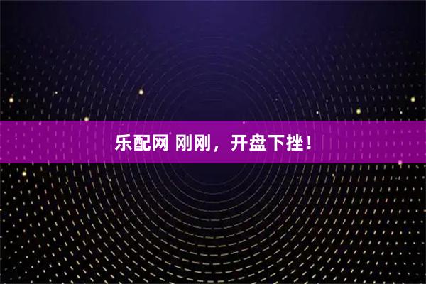 乐配网 刚刚，开盘下挫！