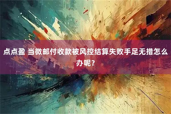 点点盈 当微邮付收款被风控结算失败手足无措怎么办呢?