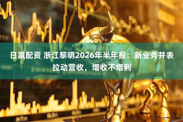 日赢配资 浙江黎明2026年半年报：新业务并表拉动营收，增收不增利