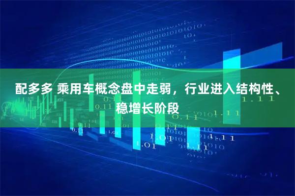 配多多 乘用车概念盘中走弱，行业进入结构性、稳增长阶段